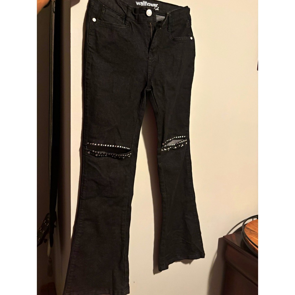 Wallflower Black Studded Bootcut Stretch Denim Jeans Teens Size 12